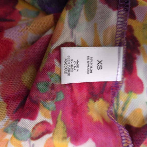 LOGO Layers by Lori Goldstein Printed Sheer Mesh w/Solid Details Purple XS - Picture 9 of 10